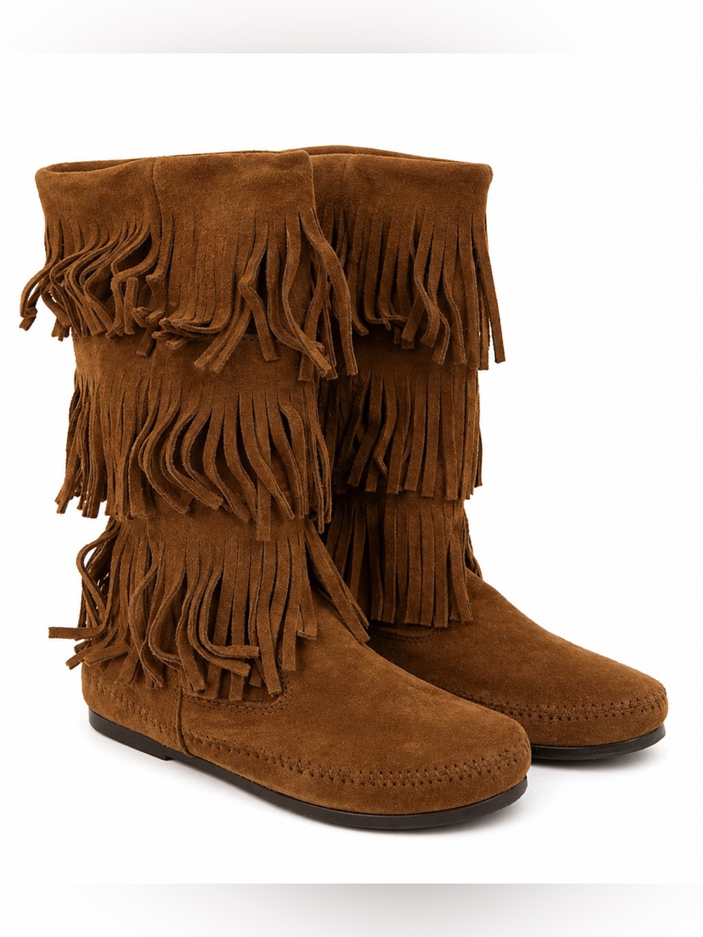 Minnetonka Brown Fringe Boots - Size 8